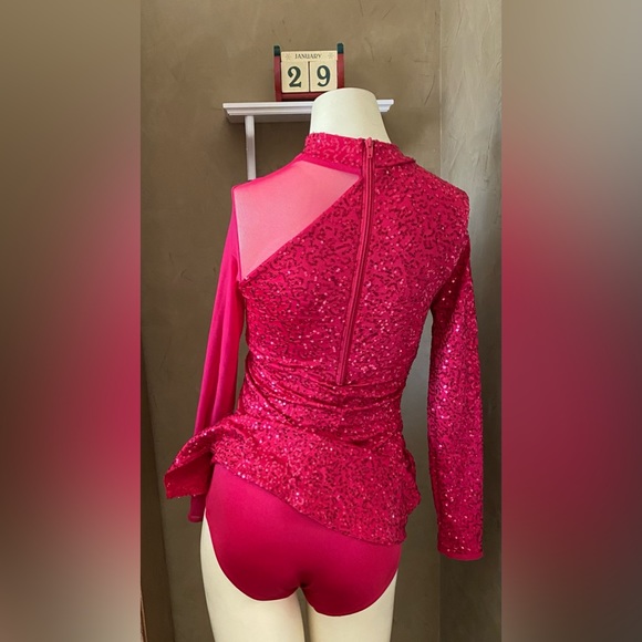 Weissman Dance dress red sequin costume Me Against The Music 12192 Child LC - Picture 10 of 16